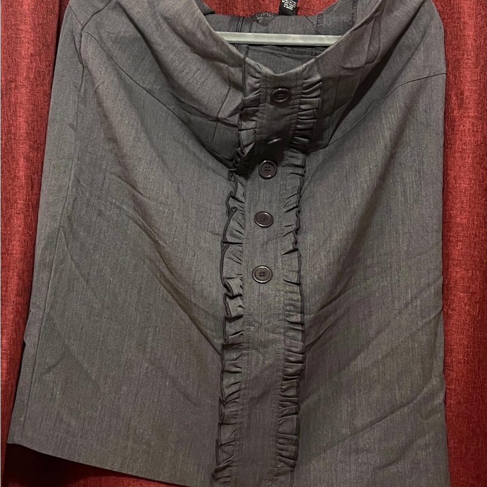 Courtenay Charcoal Skirt with Button Detail